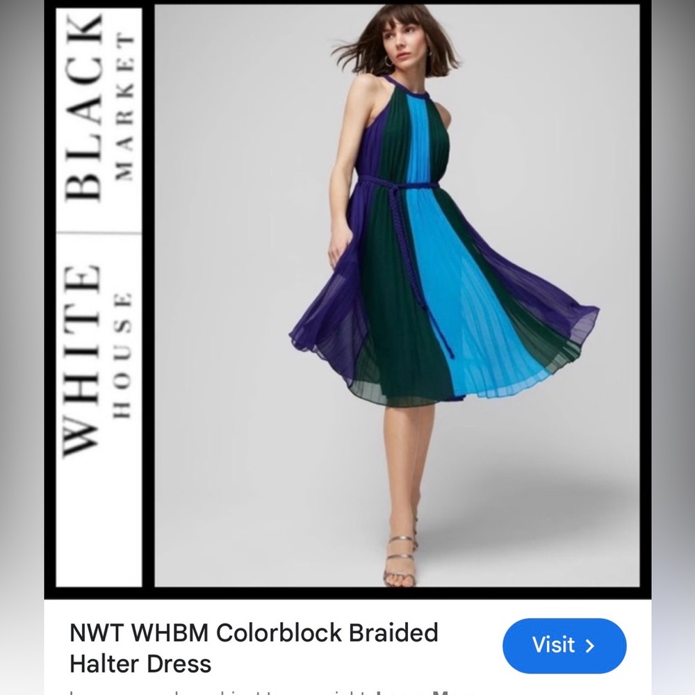 White House Black Market Blue and Green and Purple Midi Dress NWT
